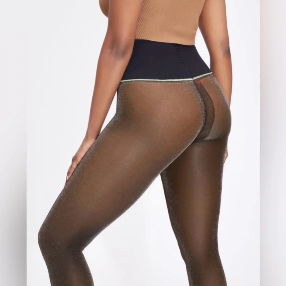 Rare Sheertex NWT Gold Glitter Rip-Resist Tights Size S